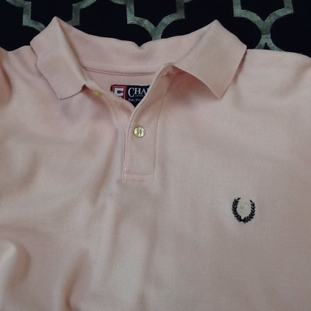 Chaps men's pale pink polo shirt size L.